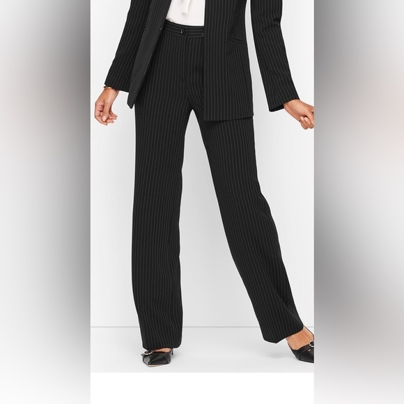 Talbots Pinstriped Wide Leg Pants Size 14P - Picture 1 of 7